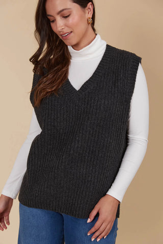 MIRU KNIT VEST- ASH
