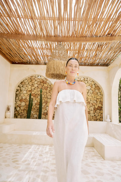 MARIS STRAPLESS DRESS - TUSK