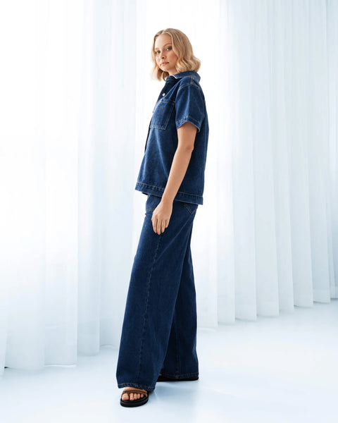 INDIGO WIDE LEG HEANS