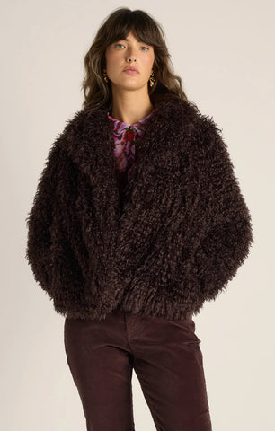 Wynn Cropped Fur Jacket - Chocolate