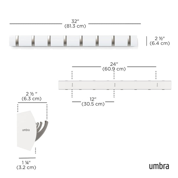 FLIP 8 WALL HOOK- WHITE