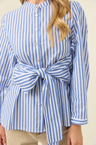 QUINN WRAP SHIRT- COBALT