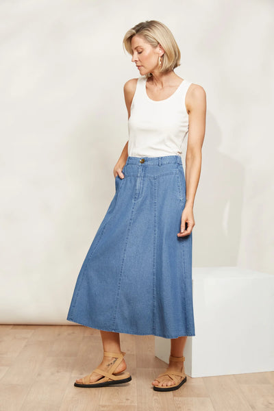 PLAYA MIDI SKIRT - DENIM