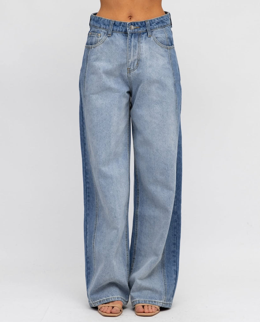 Two Tone Blue Denim Jeans