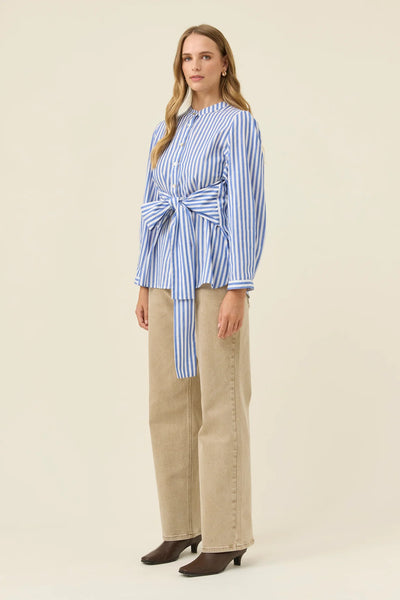 QUINN WRAP SHIRT- COBALT