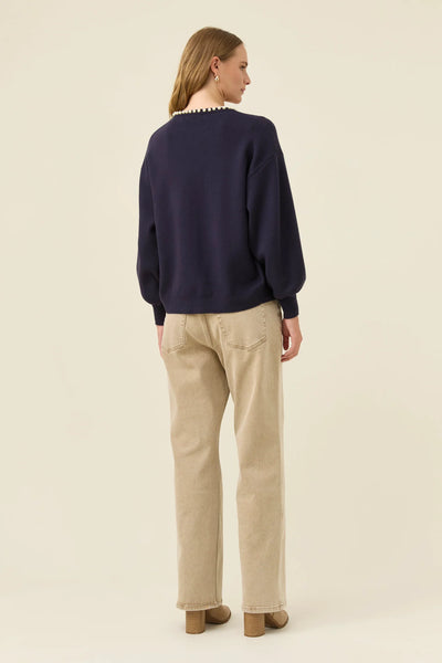 Nell Pearl Cardigan - Navy