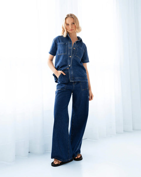 INDIGO WIDE LEG HEANS
