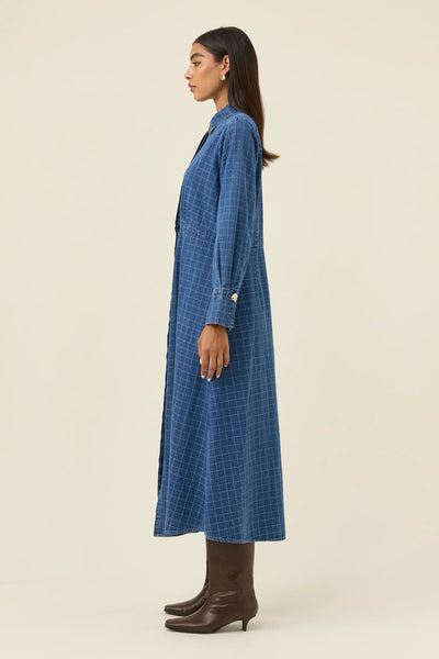 SLOAN DENIM MAXI DRESS- CHECK