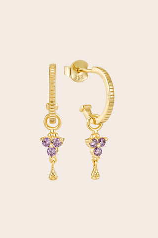 Gold Birthstone Hoops - February/Amethyst