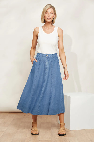 PLAYA MIDI SKIRT - DENIM