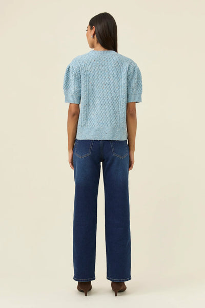 Mckenna Short Sleeve Cardigan - Ice Blue