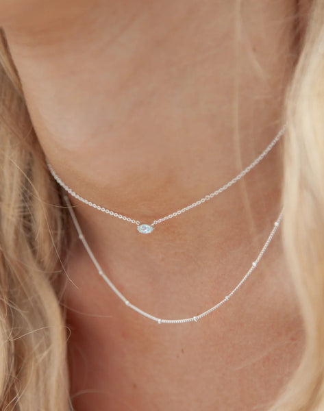 Aurora Aquamarine Necklace Silver