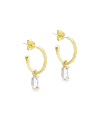 MARBELLA WHITE ZIRCON HOOPS- GOLD