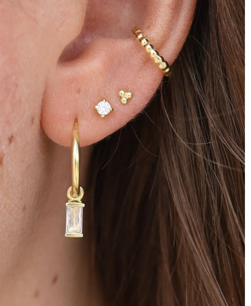 MARBELLA WHITE ZIRCON HOOPS- GOLD