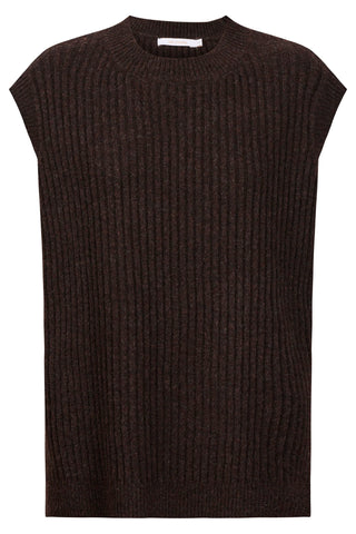 Miru Crew Knit Vest -Chocolate