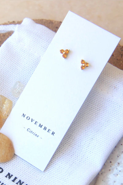 BIRTHSTONE STUDS- November/Citrine