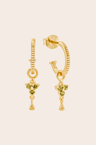 Gold Birthstone Hoops - August/Peridot