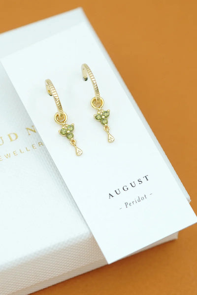 Gold Birthstone Hoops - August/Peridot