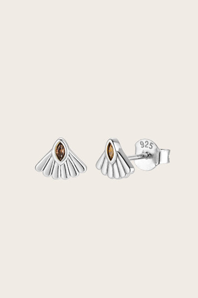 Fantail Studs Brown - Silver