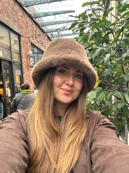 Brown Faux Fur Bucket Hat