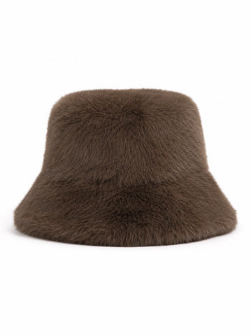 Brown Faux Fur Bucket Hat
