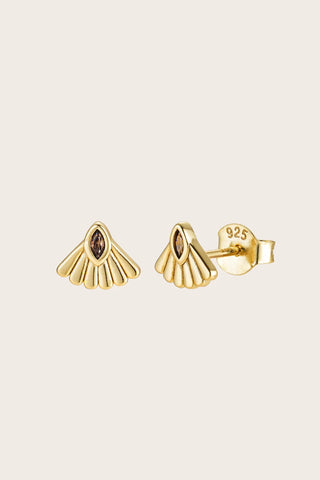 Fantail Studs Brown - Gold