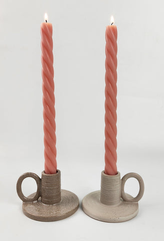 Set Of Two Swirl Pillar Candles
