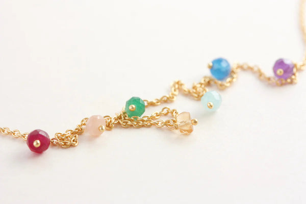 ALIGNED GEMSTONE NECKLACE- GOLD