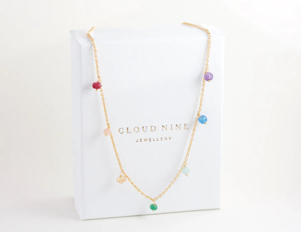 ALIGNED GEMSTONE NECKLACE- GOLD