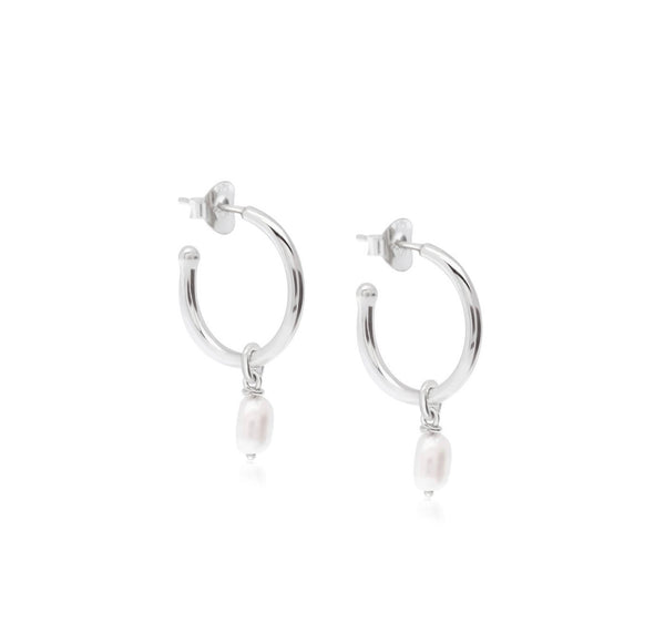 MARGOT PEARL HOOPS- SILVER