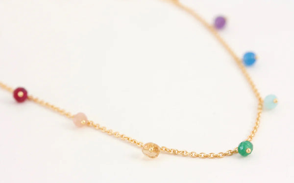 ALIGNED GEMSTONE NECKLACE- GOLD