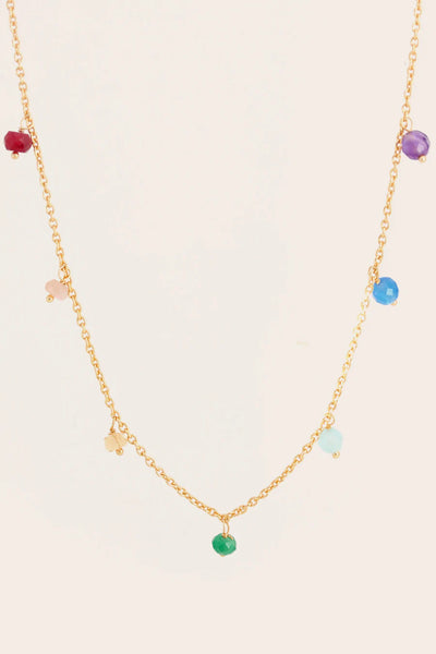 ALIGNED GEMSTONE NECKLACE- GOLD